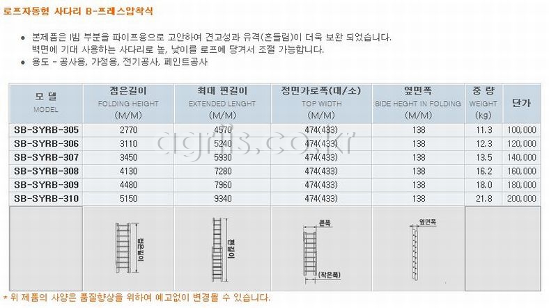 삼부(한국) 로프<b>자동</b>형 <b>사다리</b>B(프레스압착식) SB-SYRB-305 사진2