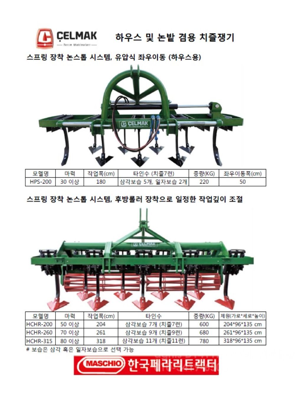 한국페라리트랙터 쟁기 HCHR-200 뒤우측면