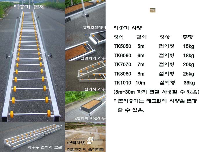 부원종합기계 묘판이송기 무동력2단접이형(5m) 뒤우측면