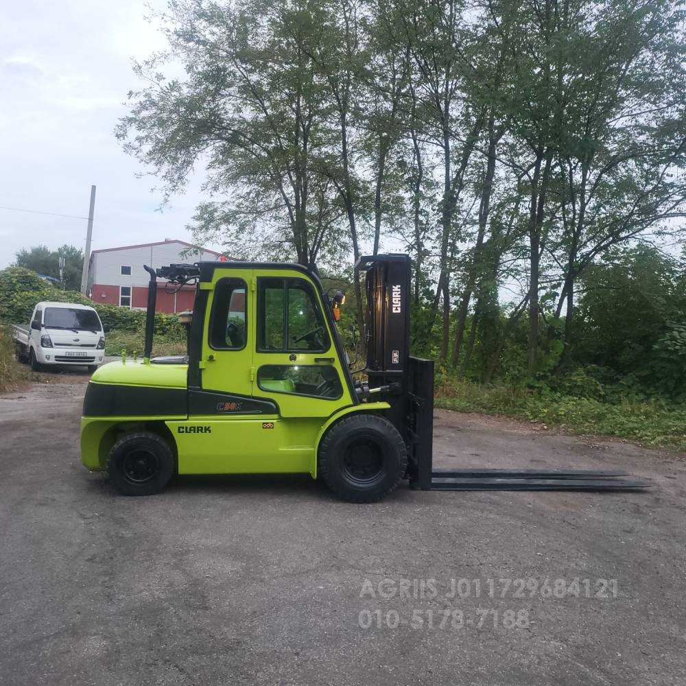 Clark Forklift 중고지게차 클라크 C50K 5톤 3단 지게차더블타이어.자동발.덧발.냉난방.후방   앞좌측면